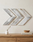 Set of Three Gray Distressed Wood Hanging Arrow Dimensional Sculptures