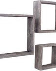 Set of Three Espresso Wood Square Hanging Dimensional Sculpture