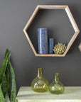 Set of Three Gray Wood Hexagon Wood Open Box Shelves