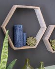 Set of Three Gray Wood Hexagon Wood Open Box Shelves