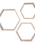 Set of Three Gray Wood Hexagon Wood Open Box Shelves