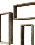 Set of Three Gray Wood Hanging Dimensional Sculpture