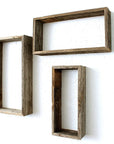 Set of Three Gray Wood Hanging Dimensional Sculpture