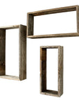 Set of Three Gray Wood Hanging Dimensional Sculpture