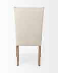 Tufted Cream and Brown Upholstered Linen Wing Back Dining Side Chair