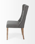 Tufted Cream and Brown Upholstered Linen Wing Back Dining Side Chair