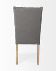 Tufted Cream and Brown Upholstered Linen Wing Back Dining Side Chair
