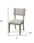 Set Of Two Light Gray And Brown Upholstered Fabric Open Back Side Chairs