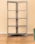 72" Brown Solid Wood and Wood Four Tier Bookcase