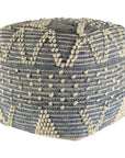 18" Blue Geometric Pouf Ottoman