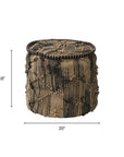 20" Jute Cylinder Geometric Pouf Ottoman