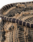 20" Jute Cylinder Geometric Pouf Ottoman