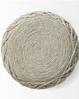 16" Ivory Upholstery Cylinder Abstract Pouf Ottoman