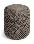 16" Brown Upholstery Cylinder Abstract Pouf Ottoman