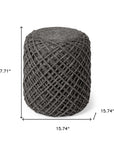 16" Gray Upholstery Cylinder Abstract Pouf Ottoman