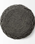 16" Gray Upholstery Cylinder Abstract Pouf Ottoman