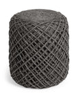 16" Gray Upholstery Cylinder Abstract Pouf Ottoman