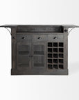 29" Gray Solid Wood Rolling Kitchen Island With Storage