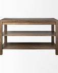 Brown Solid Wood Kitchen Island With Two Tier Smooth Counter Top