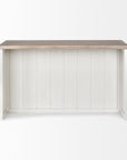 White And Brown Two Tone Wooden Kitchen Island With 3 Drawers