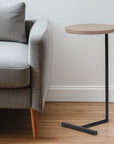 15" Natural and Black Solid Wood and Metal