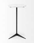 27" Black And White Marble Round End Table