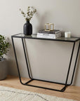 10" Clear Glass and Metal Frame Console Table