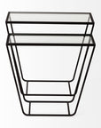 10" Clear Glass and Metal Frame Console Table