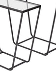 10" Clear Glass and Metal Frame Console Table