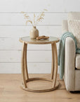 26" Brown And Clear Glass Round End Table