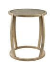 26" Brown And Clear Glass Round End Table