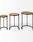 Set of Three 27" Black And Brown Solid Wood Round End Table