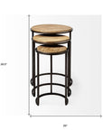 Set of Three 27" Black And Brown Solid Wood Round End Table
