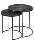 Set of Two 20" Black Round End Table