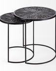 Set of Two 20" Black Round End Table