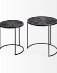 Set of Two 20" Black Round End Table