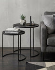 Set of Two 20" Black Round End Table
