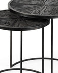Set of Two 20" Black Round End Table