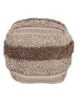 18" Beige Striped Pouf Ottoman