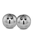 Set of Two Silver Buffed Aluminum Decorative Orb Tabletop Sculpture
