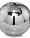 Set of Two Silver Buffed Aluminum Decorative Orb Tabletop Sculpture
