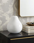 White Medium Pear Shaped Aluminum Accent Home Decor
