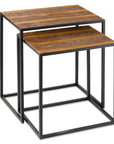 Set of Two Brown and Black Metal And Faux Snake Leather Nesting End Tables
