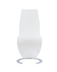 Set of Two White and Silver Upholstered Faux Leather Dining Parsons Chairs
