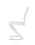 Set of Two White and Silver Upholstered Faux Leather Dining Parsons Chairs