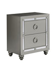 28" Solid and Manufactured Wood And Mirrored Glass Nightstand