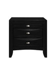 25" Black Wood Three Drawer Nightstand