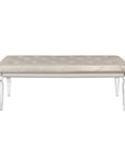 54" Champagne and Clear Upholstered Faux Leather Bench