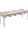54" Champagne and Clear Upholstered Faux Leather Bench