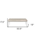54" Champagne and Clear Upholstered Faux Leather Bench